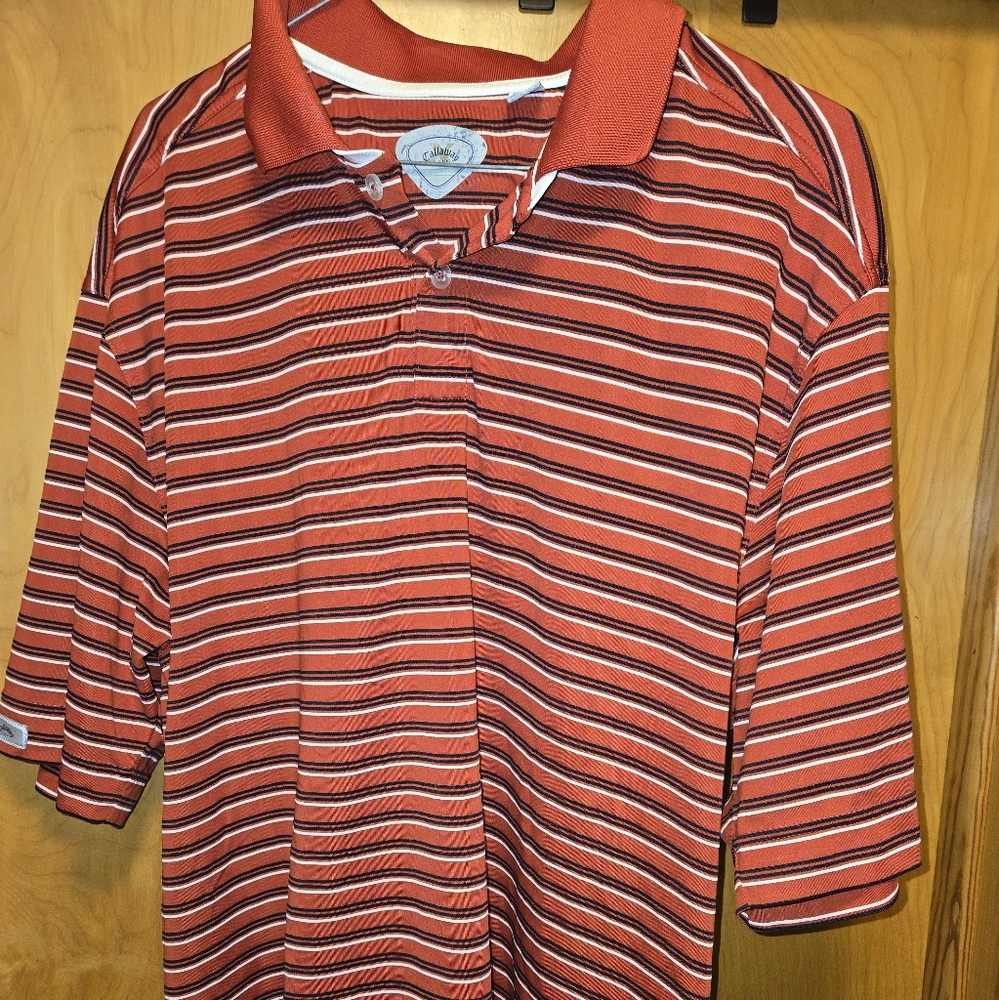 Callaway Red Striped Polo Shirt XXL